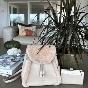 Kate Spade Leila shearling backpack/wallet